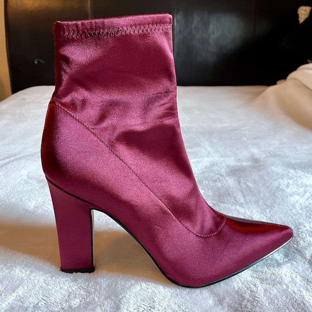 Guess Woman’s Aspire Red Satin Booties - Size 7.5